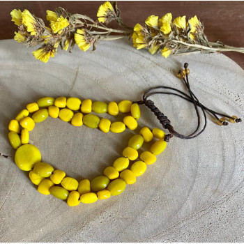 Yellow hand beaded bracelet - Flower Child